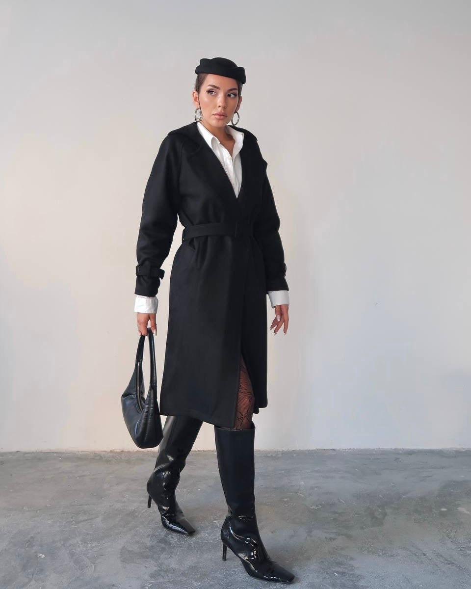 Black Velvet Trench Coat