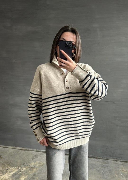 Striped Button Sweater