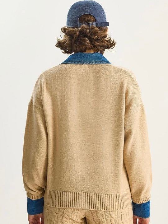 Beige Sweater with Denim