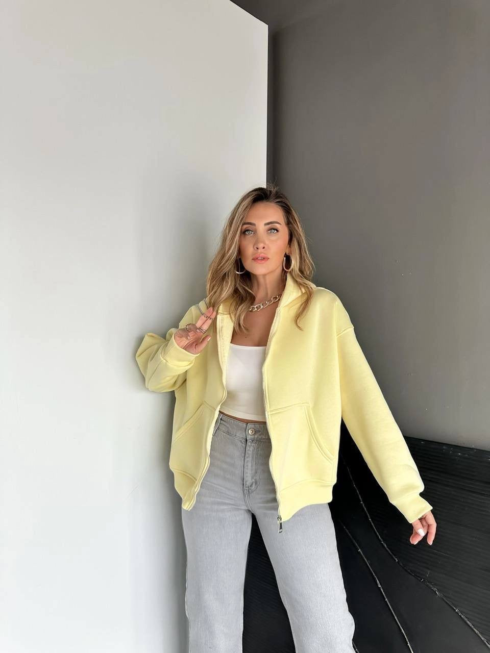 Yellow Zip Up Hoodie