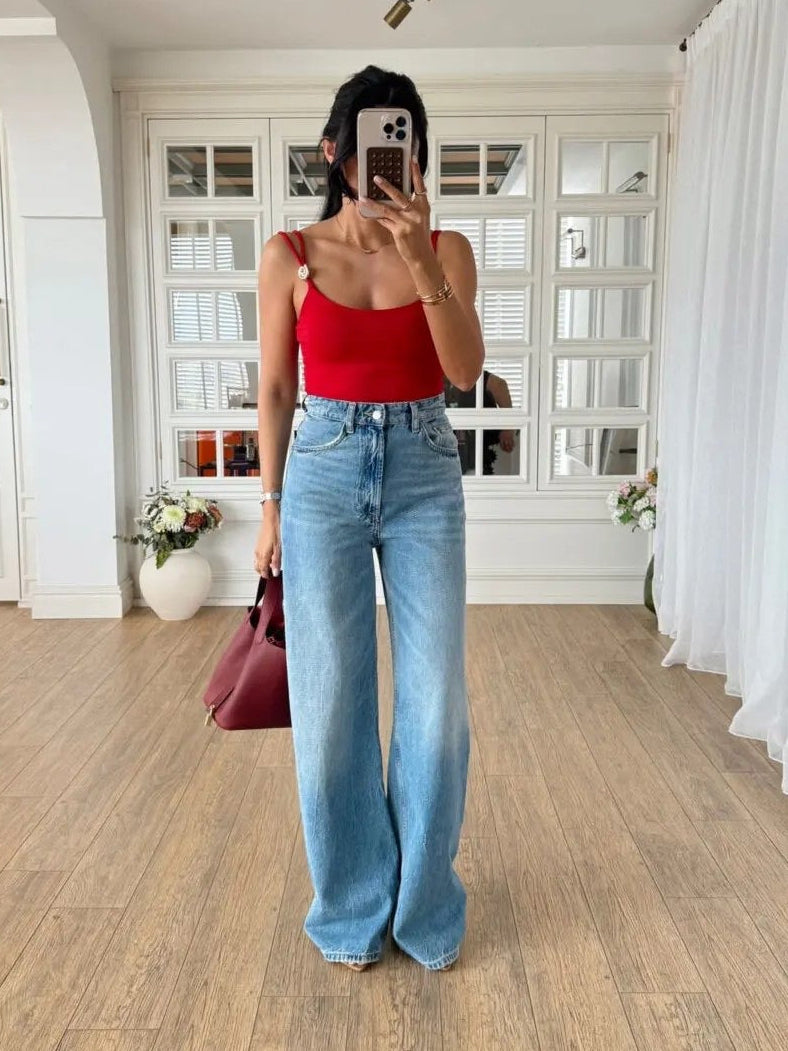 High-Waisted Wide Leg Jeans