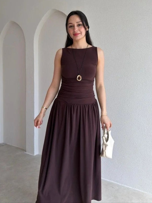 Velvet Brown Midi Dress