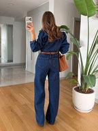 Straight-Leg Denim Jumpsuit