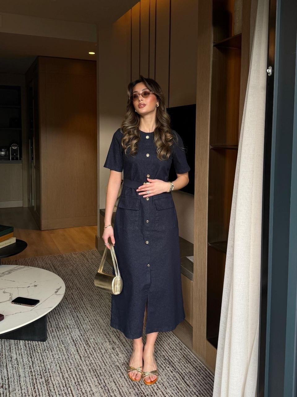 Navy Chic Buttoned Dress