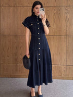 Denim Elegance Midi Dress
