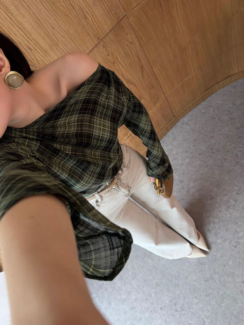Green Checkered Blouse