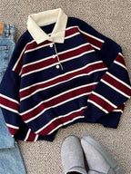 Navy & Maroon Striped Sweater