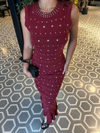 Burgundy Luna Knit Maxi Dress