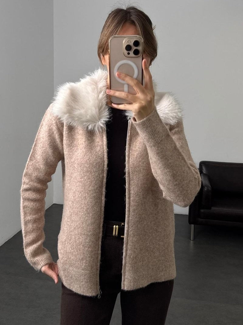 Soft Beige Wool Cardigan