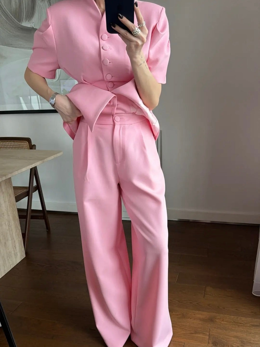 Pink Structured Two-Piece Set