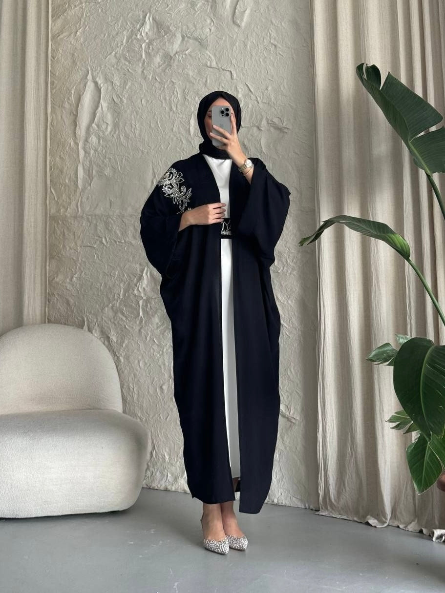 Royal Black Flow Abaya Set
