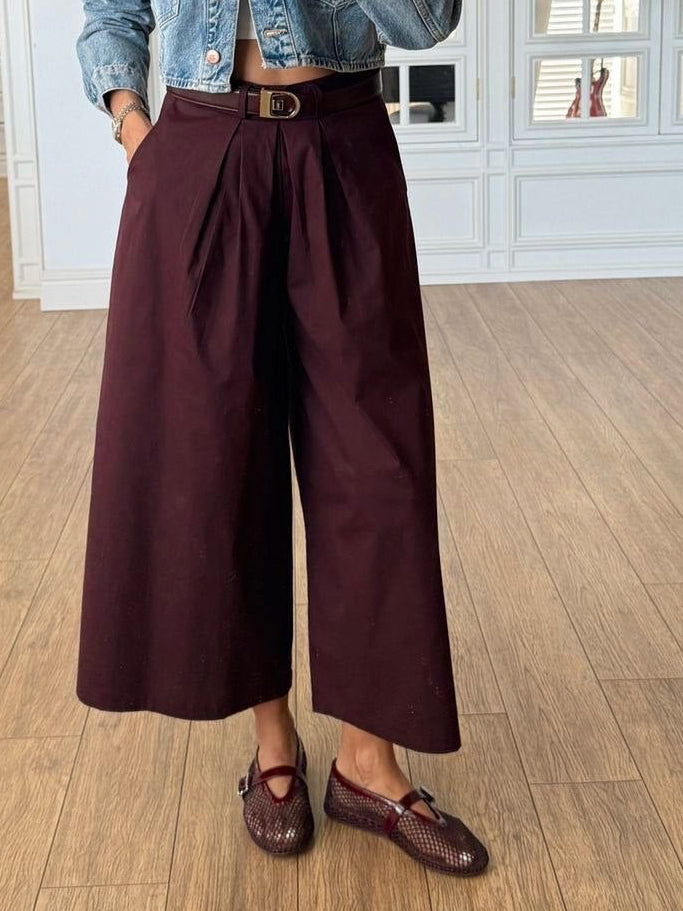 Burgundy Elegance Wide Pants