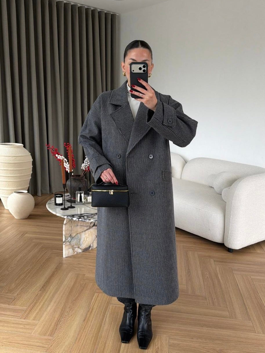 Belted Long Coat – Grey
