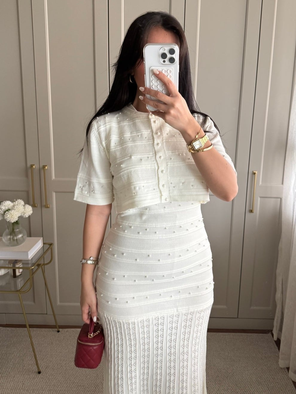 Ivory Pearl Knit Set