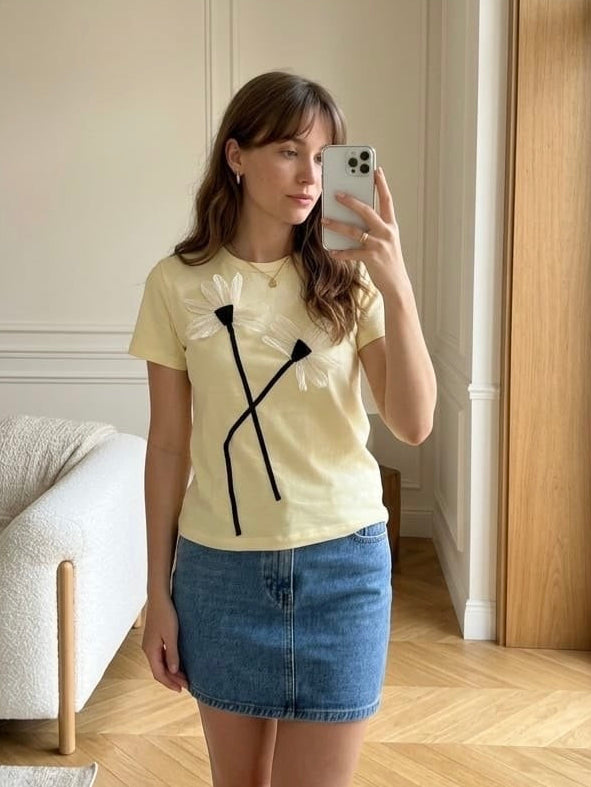 Yellow Floral Pattern Blouse