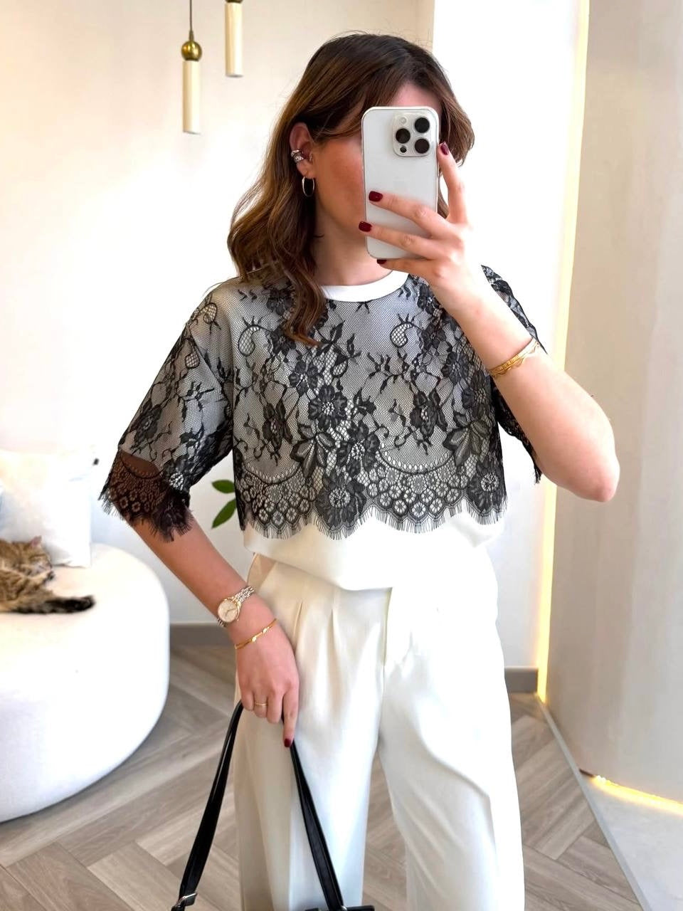 Midnight Lace Layered Top