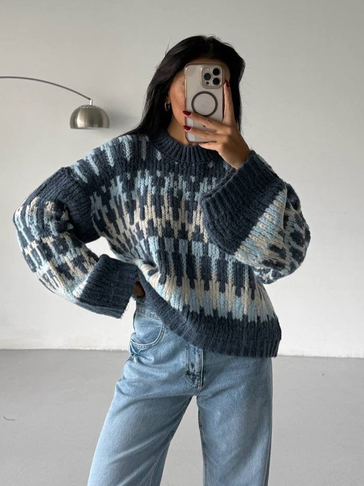 Blue & Cream Sweater