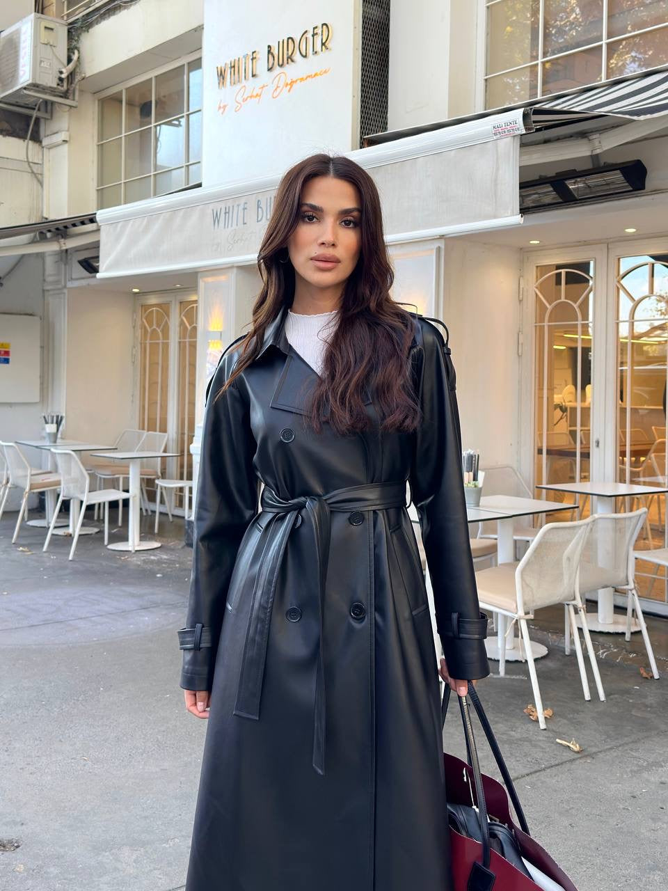 Long Black Leather Coat