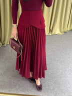 Burgundy Pleated Skirt