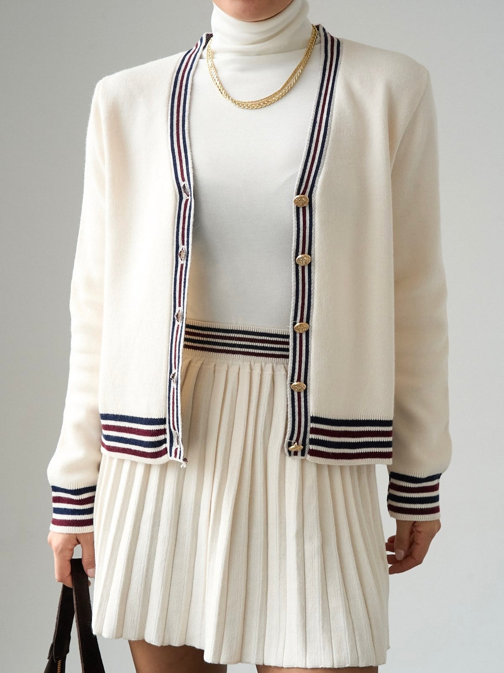Beige Classic Stripe Cardigan