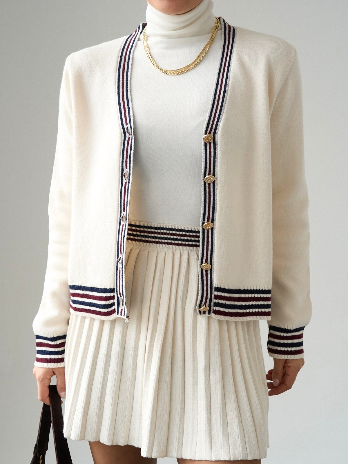 Beige Classic Stripe Cardigan