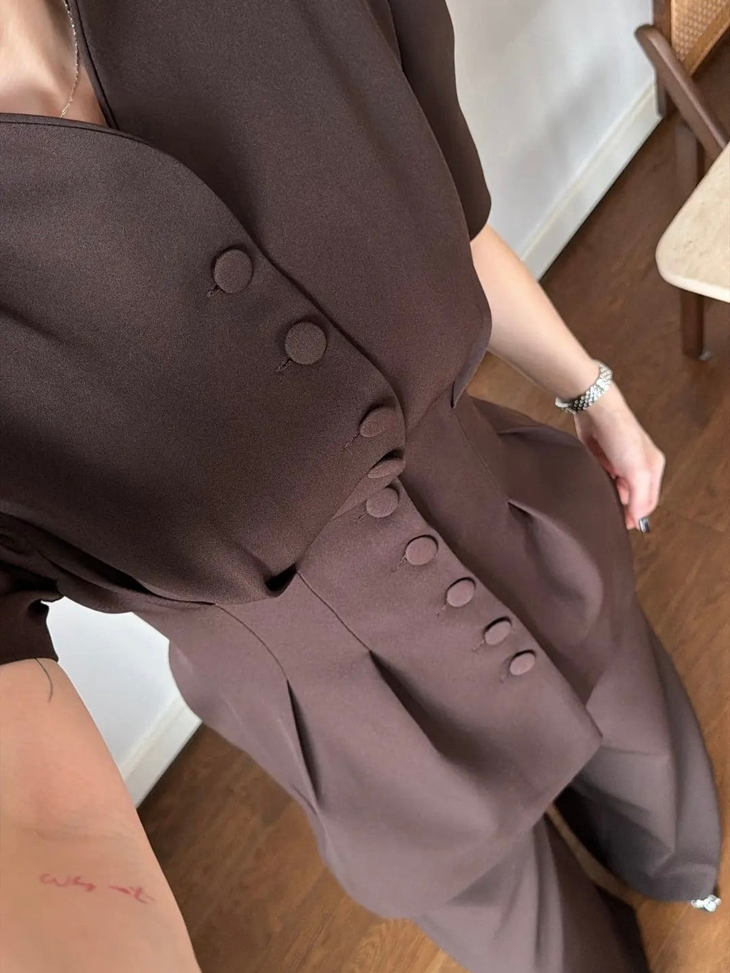 Brown Structured Two-Piece Set