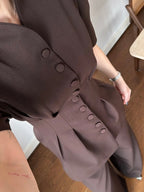 Brown Structured Two-Piece Set