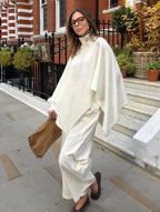 Ivory Knit Turtleneck Poncho