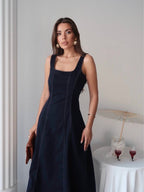 Navy Denim Midi Dress
