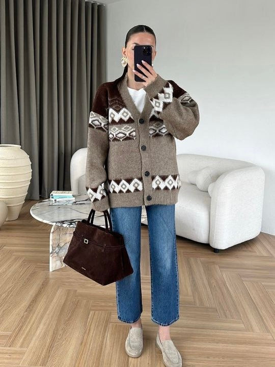 Brown Oversized Cardigan