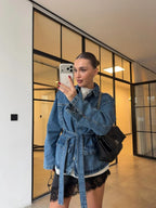 Denim Belted Utility Jacket