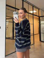 Striped Oversized Polo Sweater