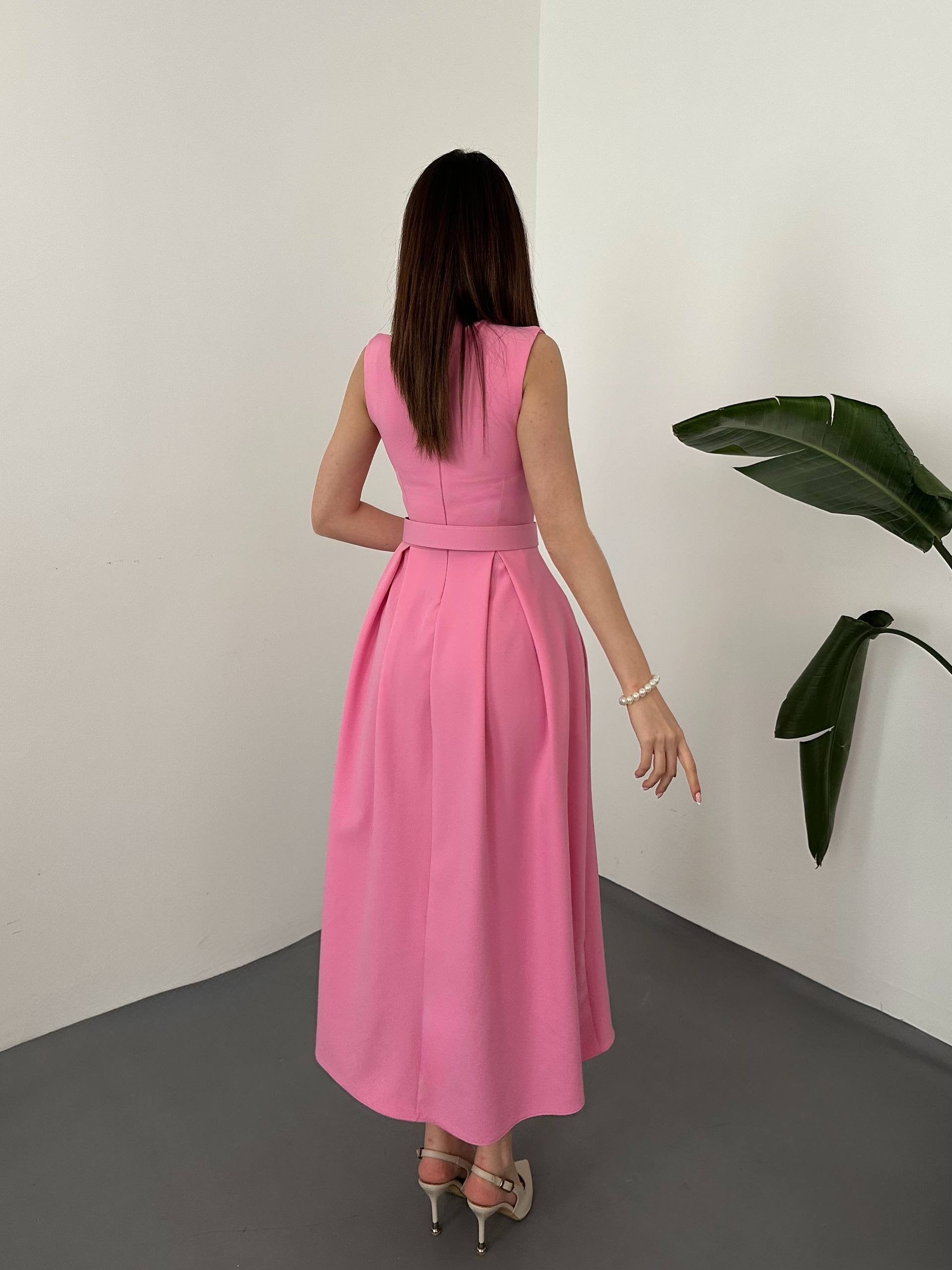 Pink Belted Dress