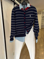 Navy Striped Polo Cardigan