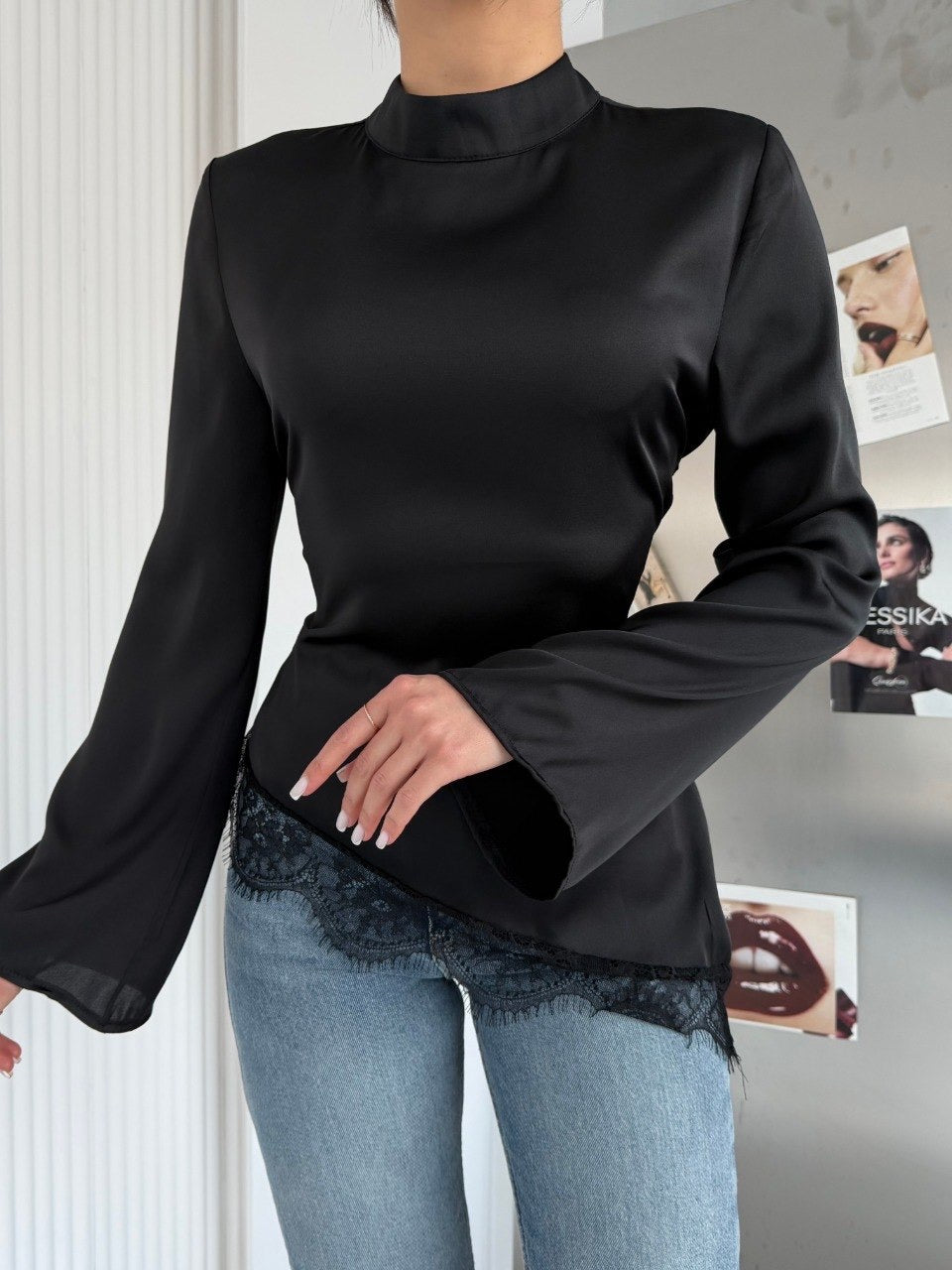 Black Lace Touch Blouse