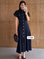 Denim Elegance Midi Dress