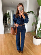 Straight-Leg Denim Jumpsuit
