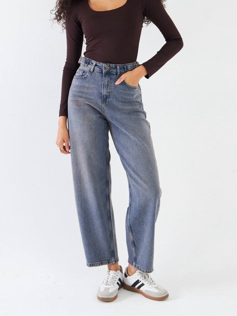 High-Waist Straight Leg Jeans