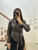 Brown Belted Leather Jacket