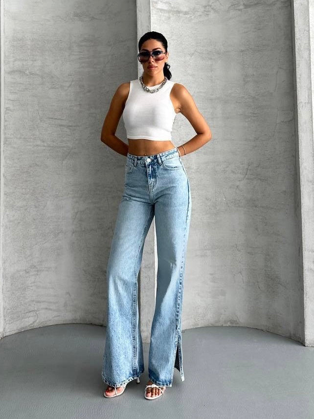 High Waist Straight Leg Jeans
