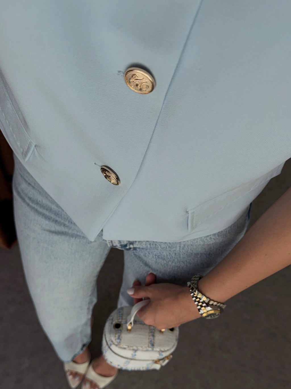 Gold Button Tailored Vest