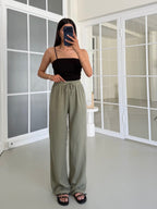 Olive Relaxed Wide-Leg Pants