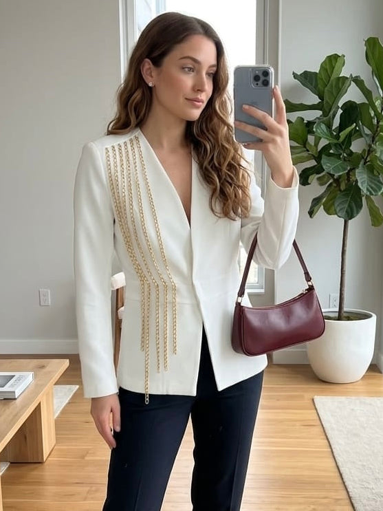 Gold Chain Accent Blazer