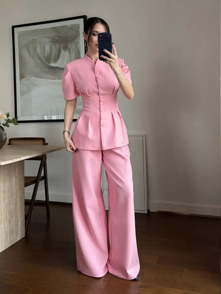 Pink Structured Two-Piece Set