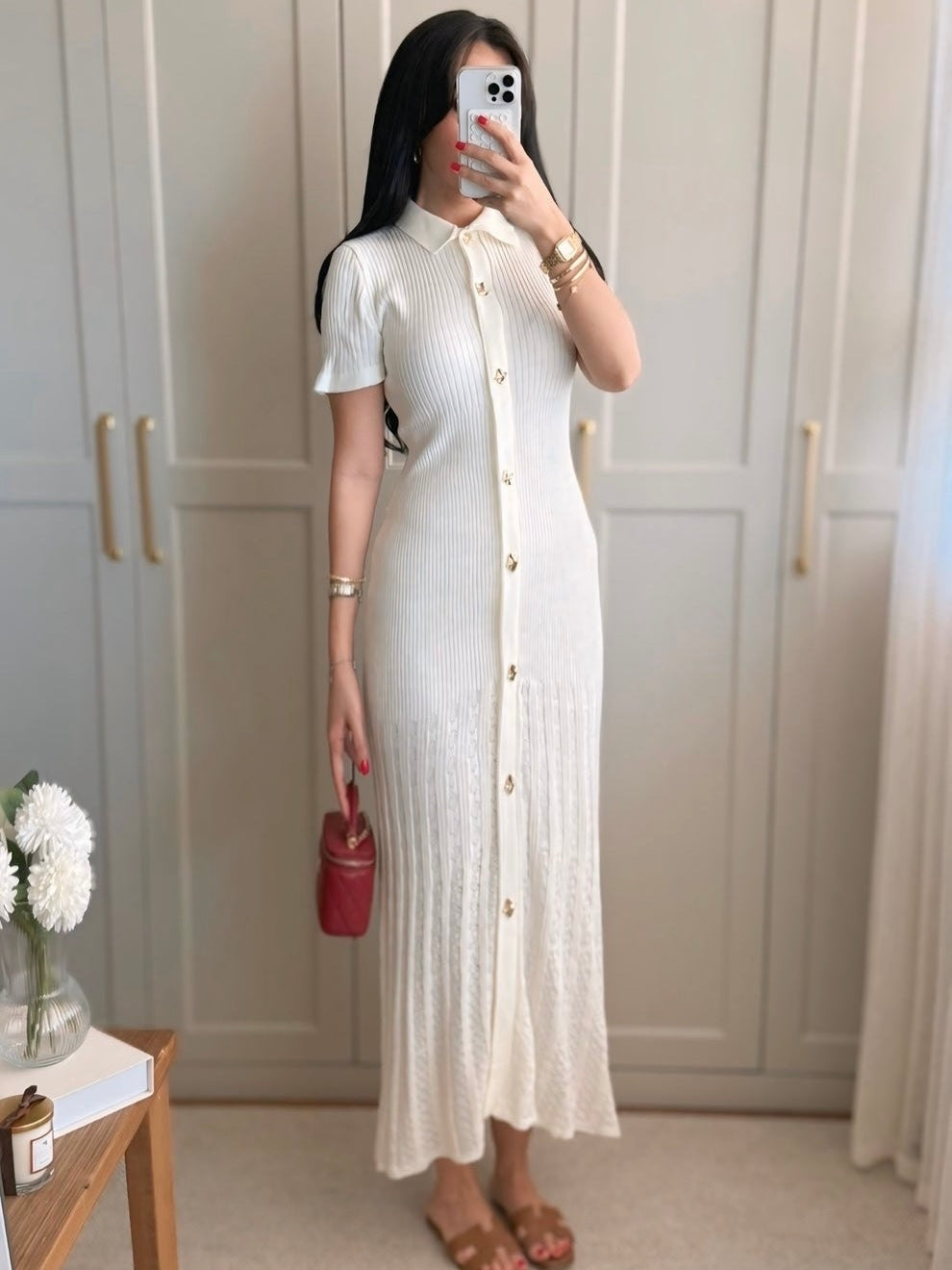 Pearl Elegance Knit Dress