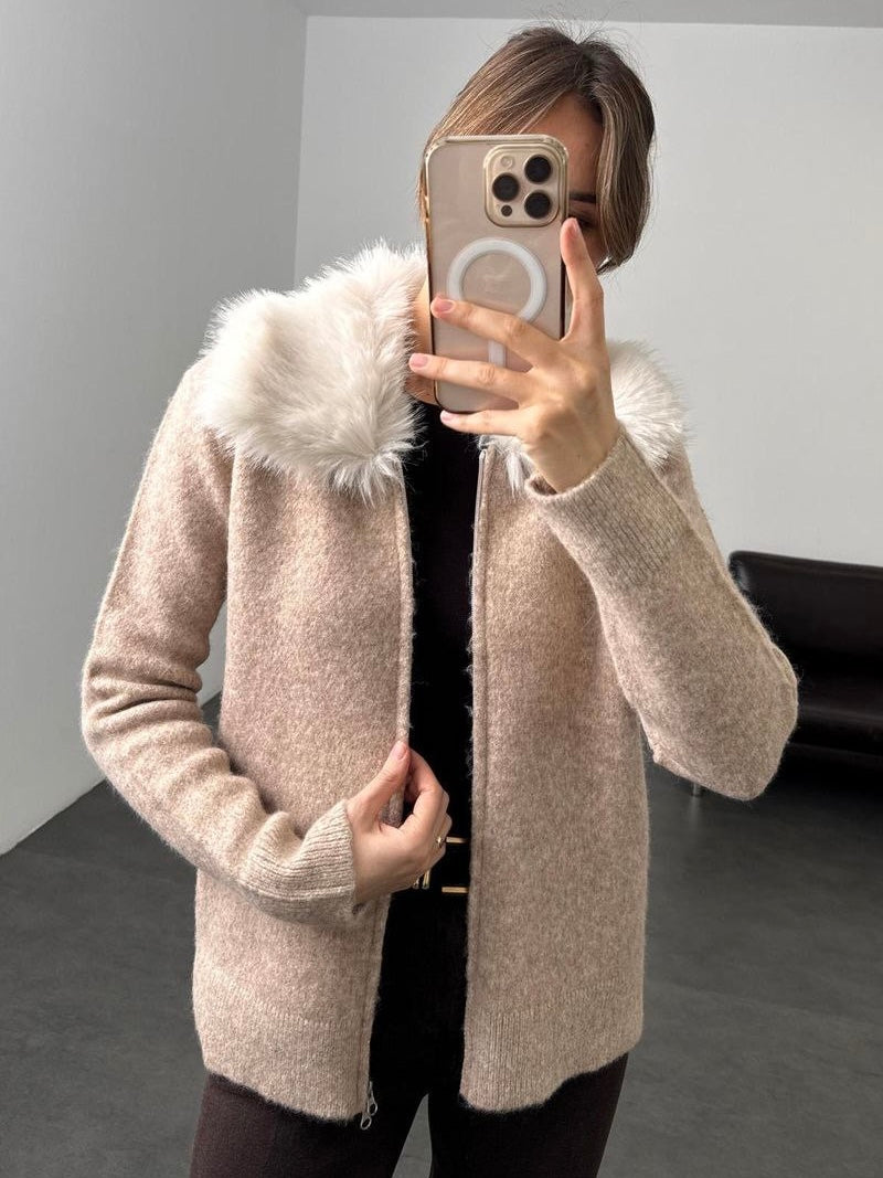 Soft Beige Wool Cardigan