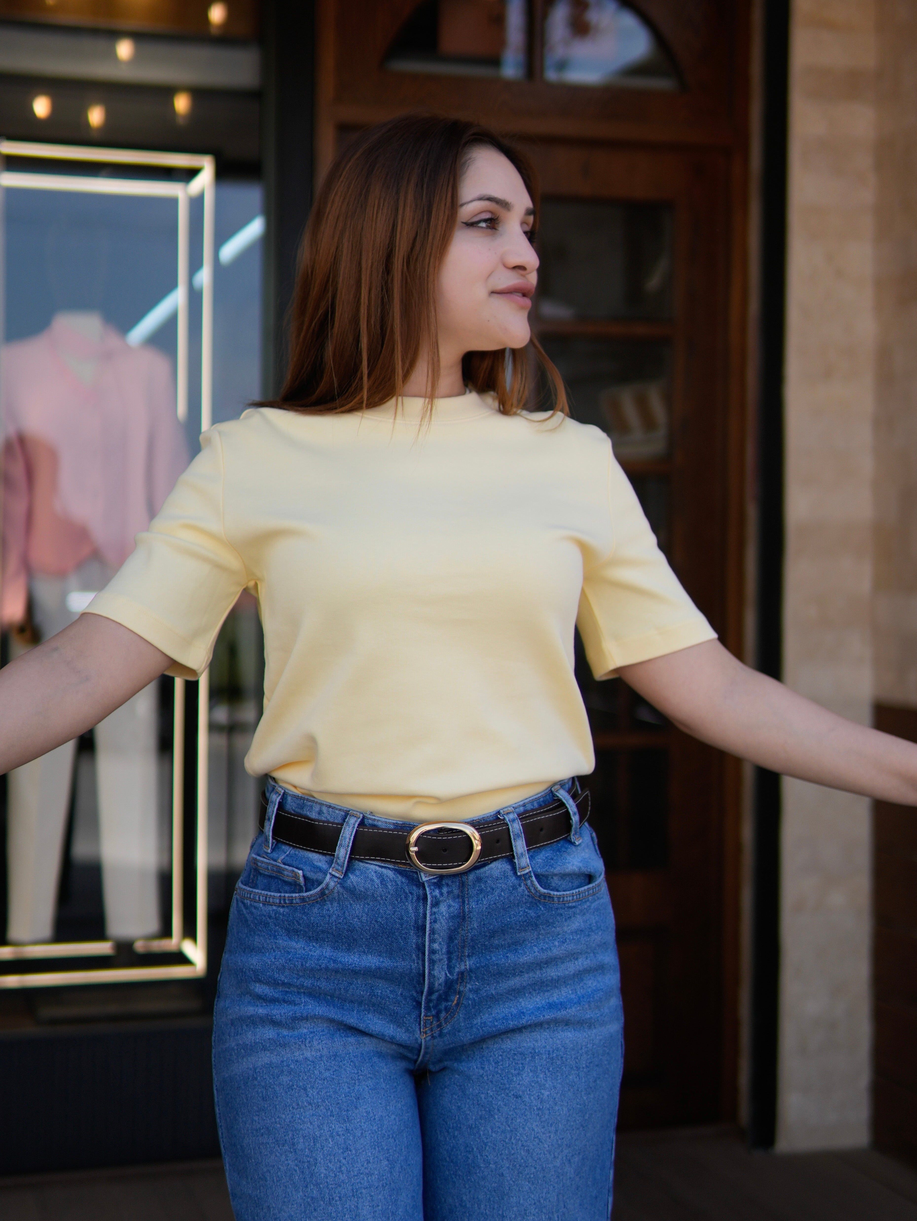 Yellow Round Neck Blouse