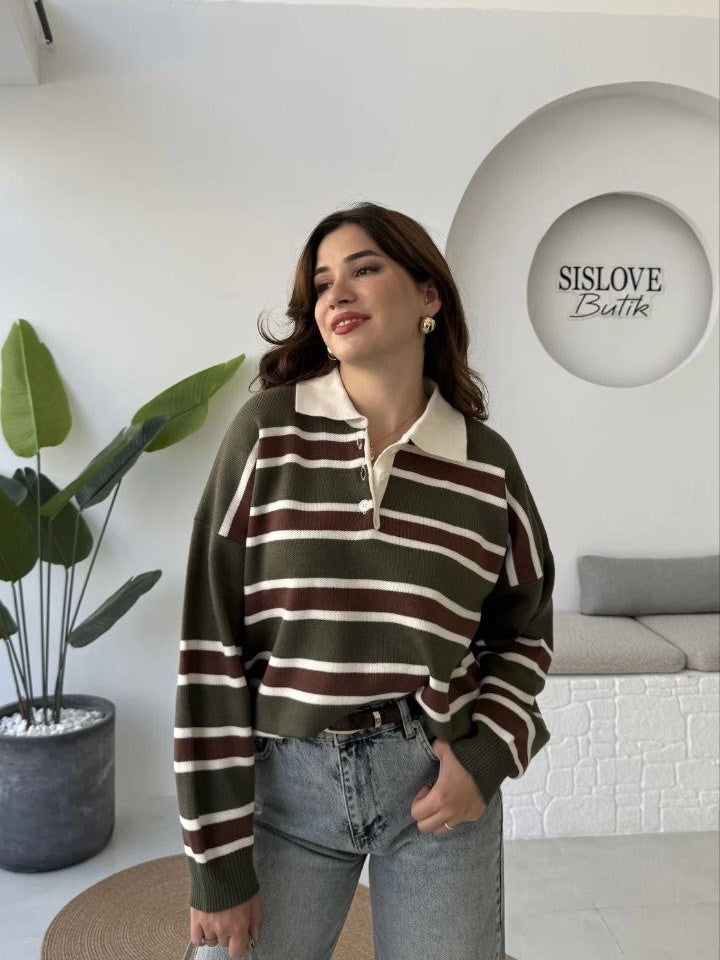 Striped Olive Sweater