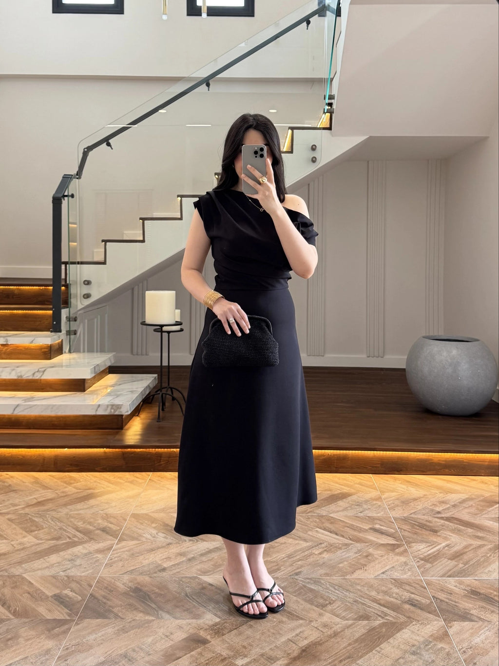 Elegant Drape Midi Dress
