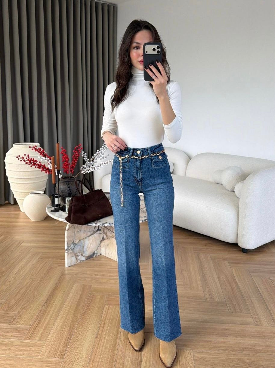 High Waist Straight Leg Jeans